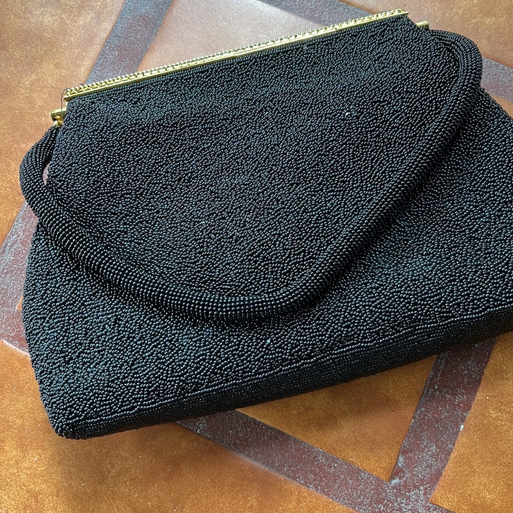 Vintage Beaded Handbag Gold Flap Hinge Stunning - Picture 6 of 9